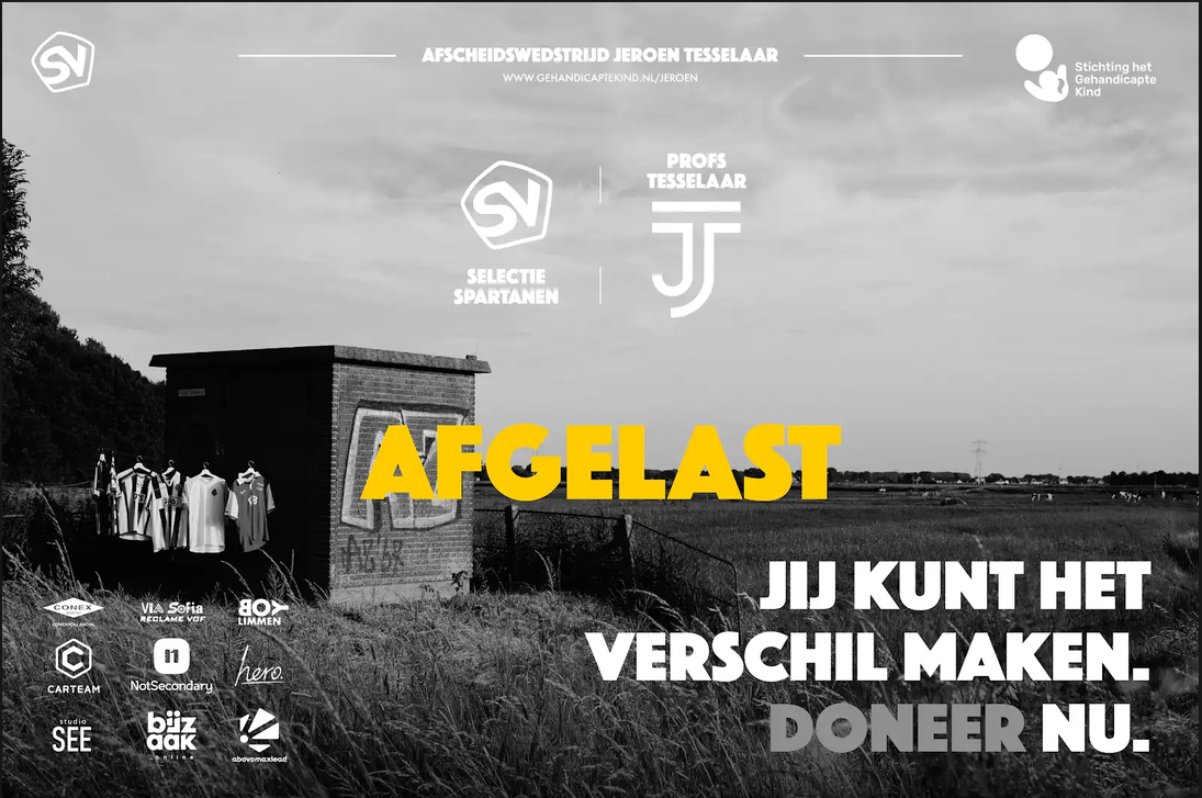 UPDATE 26/6 19:00. Morgen GEEN afscheidswedstrijd van Jeroen Tesselaar
